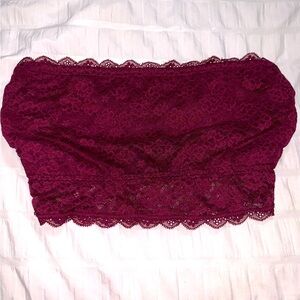 Gilly Hicks for Hollister Lined Lace Bandeaux In Maroon